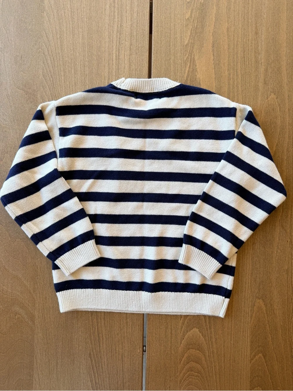 3/$25 H&M Kids Navy White Striped Cotton Pocket Sweater Size 6X/7